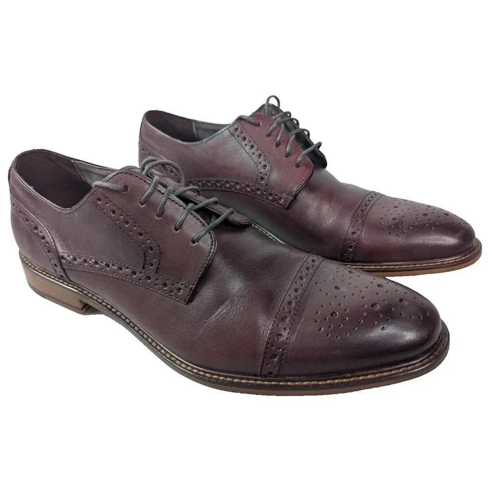 Joseph Abboud Heritage Shoes Mens Sz 11D Burgundy Leather Oxford Wingtip‎ Cherry
